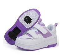 Zapatillas con Ruedas niña y niños Calzado de Skateboarding Zapatillas Patines Regalos creativos de Vacaciones para niños,Morado,31EU