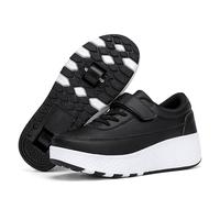 Zapatillas con Ruedas niña y niños Calzado de Skateboarding Zapatillas Patines Regalos creativos de Vacaciones para niños,Negro,28EU