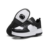 Zapatillas con Ruedas niña y niños Calzado de Skateboarding Zapatillas Patines Regalos creativos de Vacaciones para niños,Negro,29EU