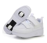 Zapatillas con Ruedas niña y niños Calzado de Skateboarding Zapatillas Patines Regalos creativos de Vacaciones para niños,Blanco,37EU