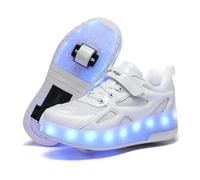 Zapatillas con Ruedas niña y niños Zapatillas con Luces Zapatillas Patines con USB Automática Calzado de Skateboarding Zapatillas Patines Regalos creativos de Vacaciones para niños,Blanco,39EU