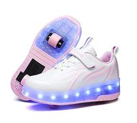 Zapatillas con Ruedas para Niña y Niños Led Luces Patines en Linea Bambas con Ruedas Deportivas Patines al Aire Libre Gimnasia Running Niños Multiusos Automática Zapatos de Skateboard con USB Carga