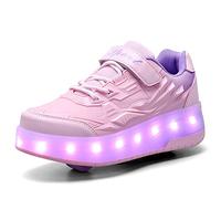 Zapatillas con Ruedas para Niña y Niños Led Luces Patines en Linea Bambas con Ruedas Deportivas Patines al Aire Libre Gimnasia Running Niños Multiusos Automática Zapatos de Skateboard con USB Carga