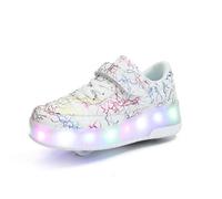 Zapatillas con Ruedas para niños 2 en 1 con Patines de Ruedas,Blanco 37 EU