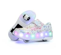 Zapatillas con Ruedas para niños 2 en 1 con Patines de Ruedas,Blanco 39 EU