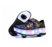 Zapatillas con Ruedas para niños 2 en 1 con Patines de Ruedas,Negro 39 EU