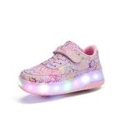 Zapatillas con Ruedas para niños 2 en 1 con Patines de Ruedas,Rosa 36 EU