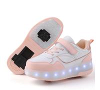 Zapatillas con Ruedas y Luces para Niña y Niños - Patines con USB Automática, Calzado de Skateboarding, Regalos Creativos de Vacaciones - Rosa, 33EU