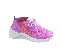 Zapatillas Correr Mujer Comodos Zapatillas de Deporte Mujer Deporte Estampado Tallas Grandes Zapatos con Aumento Altura Diario Verano Tacón Cuña Vacaciones Estilo Lindo Tissage Volant Deportivas