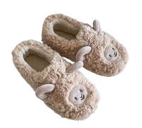 Zapatillas De Algodón For Parejas Linda Niña De Dibujos Animados Corazón Pequeñas Zapatillas De Oveja Invierno Interior Hogar Zapatos De Algodón De Felpa De Fondo Suave(Khakibagheel2.0,35-36)