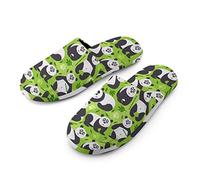 Zapatillas de algodón para hombre, diseño de oso panda lindo, espuma viscoelástica, antideslizantes, zapatos de casa lavables