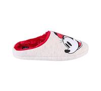 Zapatillas de Andar por Casa de Minnie Mouse - Color Rojo y Gris - Talla 28-29 - Zapatillas Infantiles Tipo Francesita de Poliéster y Suela TPR - Producto Original Diseñado en España