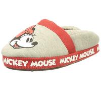 Zapatillas de Andar por Casa de Minnie Mouse - Color Rojo y Gris - Talla 32-33 - Zapatillas Infantiles Tipo Francesita de Poliéster y Suela TPR - Producto Original Diseñado en España