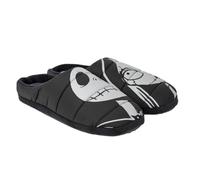 Zapatillas de Andar por Casa de Pesadilla Antes de Navidad - Color Negro y Blanco - Tallas 40/41 - Pantuflas - Zapatillas de Poliéster con Suela TPR - Producto Original Diseñado en España
