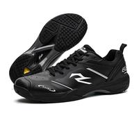 Zapatillas de bádminton Hombre Mujer Ligeras Transpirable Parte Superior Microfibra mediasuela EVA Placa Anti-torsión Suela Goma a Juego para Entrenamiento Diario,Negro,35 EU