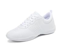 Zapatillas de Baile de Porristas Zapatillas Cómodas Zapatos Transpirables para Mujer Zapatos de Baile Zapatos de Mujer Ligeros Y Transpirables para Gimnasio Deporte Aeróbic Animadoras (Blanco)