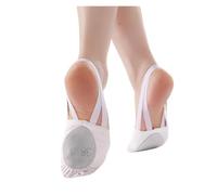 Zapatillas De Ballet De Media Palma Zapatilla de Ballet de Media Suela for Gimnasia rítmica, con Tira elástica(White,Women_42-43)