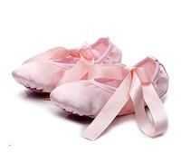 Zapatillas de Ballet Niñas 2 Pares De Zapatos Ballet Bailarina Baile Satinado Zapatillas Cinta Amarre Up Ponte para Niñas Mujeres(Prima Pink,31)