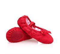 Zapatillas de Ballet Niñas 2 Pares Lovely Lienzo Soft Sole Girls Children Lace Ballet Practice Dance Shoes para Niños(Red,Size 30)