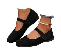 Zapatillas de ballet ortopedic Mary Jane para mujer, elegantes y cómodas, con puntera redonda, informales, ligeras, transpirables para enfermeras de trabajo diarias, Negro , 42 EU