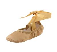 Zapatillas de ballet para niña, elegantes, con cordones, ligeras, planas, para ballet, pisos, transpirables, de un solo color, zapatillas de gimnasia, zapatos de rendimiento, caqui, 28 EU