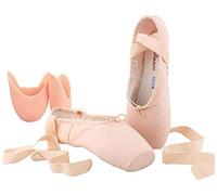 Zapatillas de Ballet para niñas/Mujeres en Color Rosa con Almohadillas para Puntera y Cintas