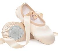 Zapatillas de Ballet Satén Zapatillas de Danza Suela de Cuero con Cinta para Niñas Tallas 22-40