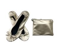 Zapatillas de Ballet Soft, Women's Foldable Soft Sole Slip On Ballet Flats Multicolor Multiple Sizes(White Champagne,39-40 L)