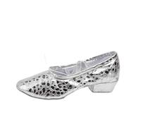 Zapatillas De Ballet Zapatos de Baile for profesoras con Tacones, Zapatillas for Adultos, Suelas Blandas, Dorados y Plateados, étnicos, Zapatos Actuación(SilverLeather2.5cm,32)
