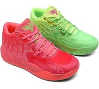 Zapatillas de baloncesto for hombre, de malla transpirable, amortiguación que absorbe los golpes, tracción multidireccional, antideslizantes, resistentes al desgaste, for entrenamiento(Red and Green,3