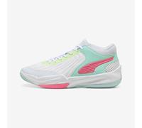 Zapatillas de baloncesto Júnior - PUMA Court Pro blanco, verde y rosa 35,5