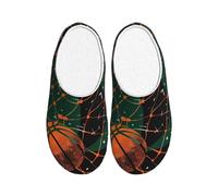 Zapatillas de baloncesto vintage para mujer, de franela, para hombre, antideslizantes, cálidas, para invierno, para interiores y exteriores, multicolor, X-Small Men/ Large Women