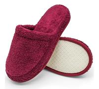 Zapatillas de baño de Rizo - Pantuflas de Invitados de algodón con Espuma viscoelástica, Antideslizantes, Lavables - para Hotel, SPA, Sauna - Burdeos, 38-42, BU-1