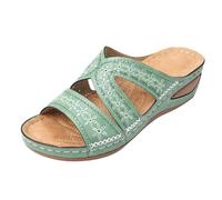 Zapatillas de baño unisex para mujer, soporte de arca, sandalias ortopédicas, sandalias romanas antiguas con estampados elegantes, huecos, transpirables, plataforma, zapatos de verano, verde, 43 EU