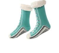 Zapatillas de cachemira genéricas para el hogar, calcetines calientes de cachemira antideslizantes para invierno, verde, Talla única