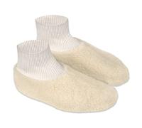 Zapatillas de Cama con Puños contra el Frío, Lana de Merino, Pantuflas de lana de Vveja Italiana, Naturaleza 38/39 EU