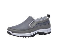 Zapatillas de caminar sin cordones para hombre, fitness, gimnasio, ocio, antideslizantes, cómodas, ligeras, clásicas, vintage, para correr al aire libre, gris, 47 EU