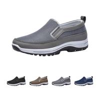 Zapatillas de caminar sin cordones para hombre, fitness, gimnasio, ocio, antideslizantes, cómodas, ligeras, clásicas, vintage, para exteriores, gris, 41 EU