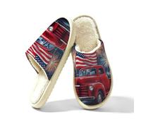 Zapatillas de casa de espuma viscoelástica para mujer, diseño de fuegos artificiales con bandera de Estados Unidos, multicolor, 42.5/43 EU