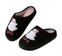 Zapatillas De Casa Fantasma De Halloween,Zapatillas De Halloween Para Mujer,Pantuflas sin cordones para interiores y exteriores con diseño Boo Ghost - Zapatos de casa antideslizantes, zapatilla de cas