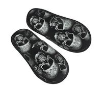 Zapatillas De Casa Hombre Mujer Calavera Negra Zapatillas Hombre Hotel Viaje Spa Zapatillas Casa Hombre Invierno Pantuflas Mujer, Para Interior Y Exterior, Hombre, L