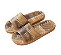 Zapatillas De Casa Hombres Mujeres bambú ratán hierba verano amantes del hogar estera de paja zapatillas interior engrosado suelo de madera blanda sandalias for el hogar Zapatillas For El Hogar(4,38-3