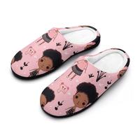 Zapatillas De Casa Linda Chica Negra Africana Slippers | Zapatillas De Casa Cálidas Pantuflas Antideslizante Para Viaje Hotel para el hogar