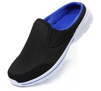Zapatillas de Casa Mujer Hombre Zuecos de Algodón Comodas Transpirable Casual Pantuflas Exterior y Interior, Negro Azul Pelusa, 40 EU