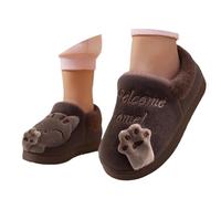 Zapatillas De Casa Niña Invierno - Chaussons D'Hiver Chauds Pour Filles Chaussures D'Intérieur Pour Tout-Petits Doux Design De Dessin Animé Mignon Pour L'École Tenue (Coffee 285 Little Kids)