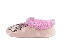 Zapatillas de Casa Tipo Calcetín de Minnie - Color Rosa - Talla 32-35 - Interior de Borrego - Zapatillas de Poliéster - Suela Blanda con Puntos Antideslizantes - Producto Original Diseñado en España