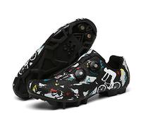 Zapatillas De Ciclismo Para Hombre, Al Aire Libre Spd Mtb Deportes Autobloqueo Bicicleta De Carretera Zapatos Deportivos Carreras Zapatos De Bicicleta Para Mujer Férula Plana Montaña(40, Black MTB)
