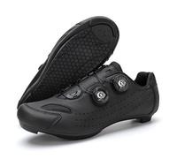 Zapatillas De Ciclismo para Hombre Y Mujer Zapatillas De Spin Antideslizantes Y Transpirables para Outdoor E Interior con Cordones De Giro Zapatillas Cómodas con Suela De Goma-Black||Numeric_44