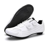 Zapatillas De Ciclismo para Hombre Y Mujer Zapatillas De Spin Antideslizantes Y Transpirables para Outdoor E Interior con Cordones De Giro Zapatillas Cómodas con Suela De Goma-White||Numeric_43