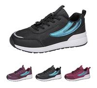 Zapatillas de correr cómodas para mujer, zapatillas de correr para mujer, transpirables, antideslizantes, planas, para correr, tenis, ocio, fitness, Negro , 38 EU